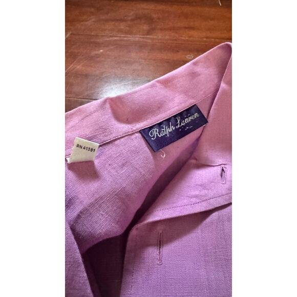 Ralph Lauren Purple Label 100% Linen Camp Shirt Pink Made in Italy M - Picture 14 of 16